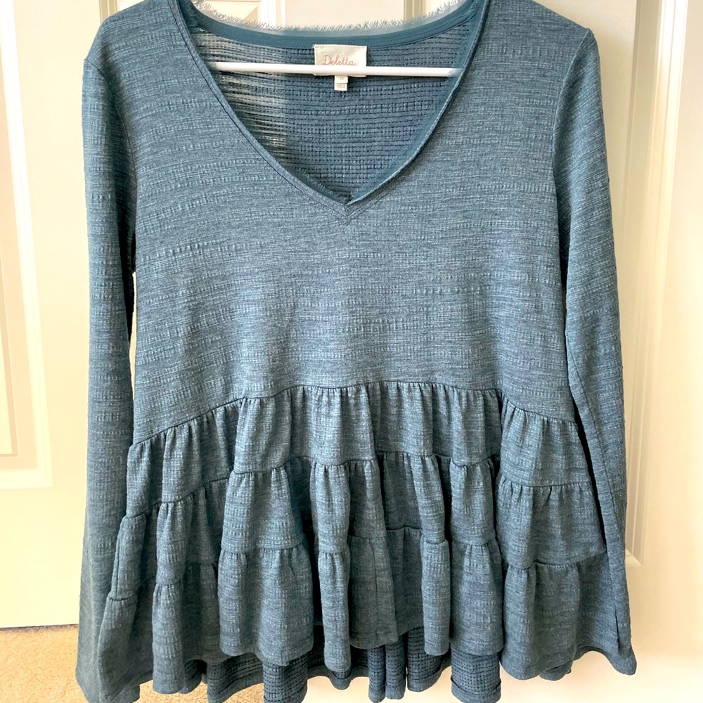 Boutique Long Sleeve Ruffled Shirt